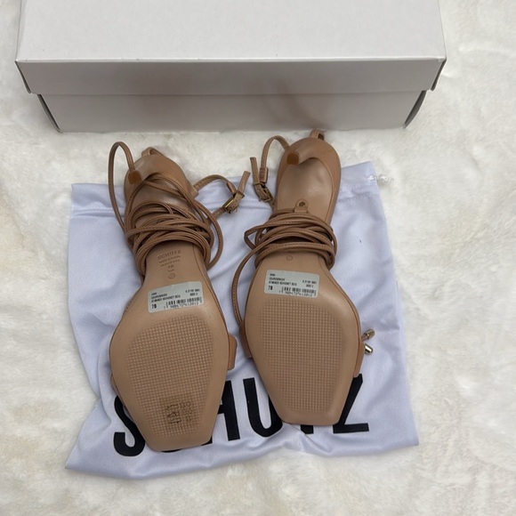 SCHUTZ VIKKI HEELS IN TAN AND GOLD - Picture 3 of 3